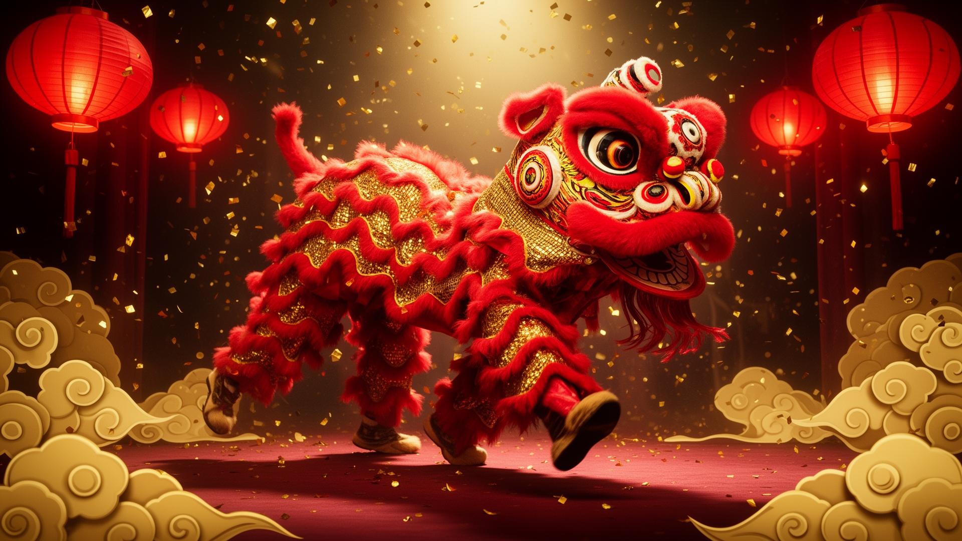 Majestic lion dance performance